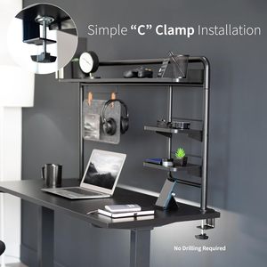 Estante de escritorio moderno de 2 niveles con abrazadera, organizador de mesa encima o debajo del escritorio, almacenamiento de escritorio para oficina en casa con estilo - Product Image 4