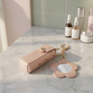 Miroir Cosmétique Lumineux en Bronze Créatif et Élégant avec Rangement, Pendentif Porte-clés, Miroir Portable en Forme de Fleur, Grossissement 3X, en Plastique - Product Image 2