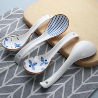 Cuillères de service en céramique chinoise, cuillères à soupe udon pho en porcelaine, cuillères à ramen asiatiques et japonaises