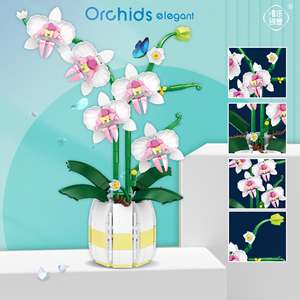 Weile Creative Orchid Flower Building <b>Block</b> Set 400-800 Pieces Assembly Toy For Teens Desktop Ornament Gift - Product Image 5