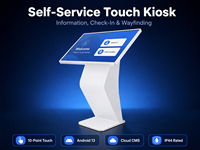 Kiosque tactile sur pied de 50 pouces, écran horizontal interactif, affichage d'informations en libre-service avec caméra
