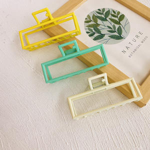 Garras de cabelo retangular grande e fosca, acessório feminino em metal retangular neon rosa, pastel - Product Image 3