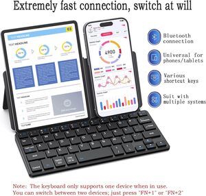 <span class=keywords><strong>Keyboard</strong></span> <span class=keywords><strong>Mini</strong></span> ramping portabel, lampu latar <span class=keywords><strong>Keyboard</strong></span> nirkabel untuk ponsel iPad iPhone tablet dengan dudukan - Product Image 5