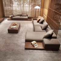 Canapé d'angle convertible de luxe italien en forme de U, mobilier de salon moderne et simple, en coton et lin amovible et lavable pour villa