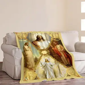 Custom Mary Blanket Christian Prayer Healing Throw Blanket Soft Cozy Warm Religious Bible Verse Scripture Plush Fleece Blanket