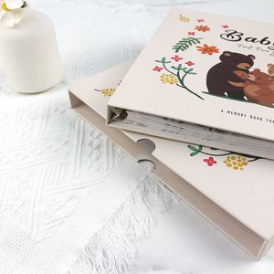 Individuelles Logo Leinen-Hardcover Perfekt Gebundener Geprägter Schwangerschaftsplaner Baby-Buch-Set Erinnerungsalbum Erstes Jahr - Product Image 5