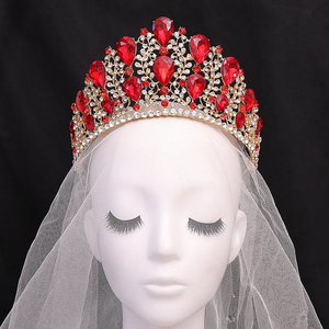 Grandes couronnes en cristal bling pour Queens Baroque alliage doré strass diadème Gelin <span class=keywords><strong>Taci</strong></span> mariage accessoires de cheveux en métal mariée - Product Image 2