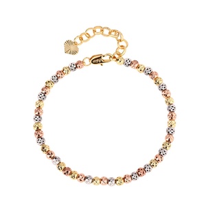 Wholesale Eco-friendly Copper Gold Plated 3MM Beads Minimalist Layered Chain Link Bracelet Jewelry Set for Refined Daily <b>Stacked</b> - Product Image 1