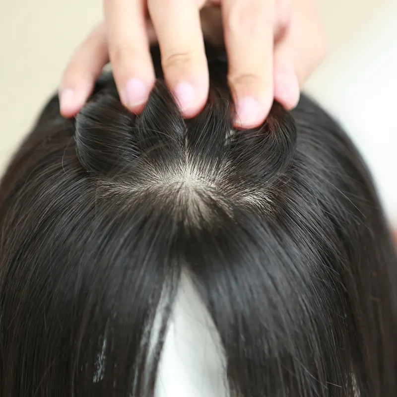 מכירה חמה 100% שיער בתולה טבעי קליפס בעבודת יד בשיער ישר שיער אירופאי משי עליון שיער אדם טופר בסיס משי