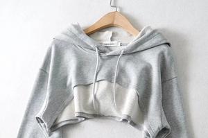 Sudadera con Capucha Corta de Manga Larga para Mujer, Modelo HG533W, de Alta Calidad, Estampada, 100% Algodón, Impermeable, Talla Grande, con Logotipo Personalizado, para Otoño - Product Image 6