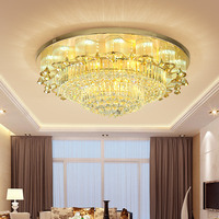Lustre de plafond en cristal doré, design rond de luxe, populaire, style européen, pour salon