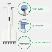 Micropipette de laboratoire en plastique réglable, volumes variés, autoclavable, pipette de transfert mécanique, pipetteur 8 canaux