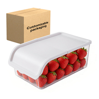 Transparante 6L koelkast opbergbox met opklapdeksel, stapelbaar, luchtdicht PET+PP fruit- en groente organizer, ruimtebesparend
