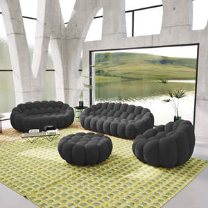 Divano a Tre Posti in Stile Minimalista Italiano, Design Compatto, Imballaggio Arrotolato in Cotone, Multifunzionale per Soggiorno - Product Image 4