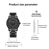 Reloj de pulsera de cuarzo de moda para hombre, diseño creativo con puntero deslizante, fuerza magnética, aleación antigua, correa de acero inoxidable, venta al por mayor