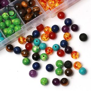 Kit de Cuentas de Piedra de <span class=keywords><strong>Lava</strong></span> Natural de 8mm, 7 Chakras, para Fabricación de Joyería, Accesorios <span class=keywords><strong>DIY</strong></span>, Cuentas Coloridas al por Mayor, 200 Piezas/Juego - Product Image 2