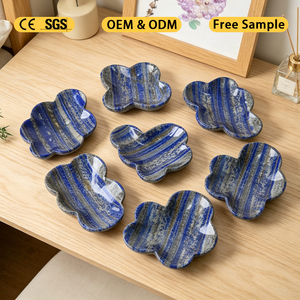 Nouvel arrivage : Bol en lapis-lazuli sculpté à la main en forme de fleur, en cristal naturel, pour la guérison et la décoration - Product Image 3