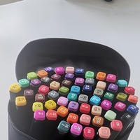 Ensemble de 80 marqueurs d'art à double pointe avec pochette zippée pour l'école et la création