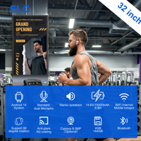 Pantalla Táctil Digital Android de 32 Pulgadas para Gimnasio, Pantalla Publicitaria, Monitor de Datos de Fitness con Batería y Soporte Plegable