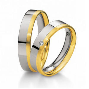 カップルのための最新の新しい幾何学的デザインステンレス鋼ゴールド結婚結婚指輪 - Product Image 4