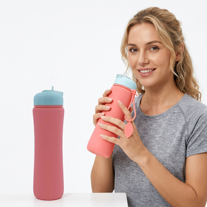 Regalo para el Día de la Madre, Botella de Agua Plegable de Silicona Ecológica Personalizada con Logotipo, para Gimnasio, Correr, Viajar, Beber Directamente - Product Image 1