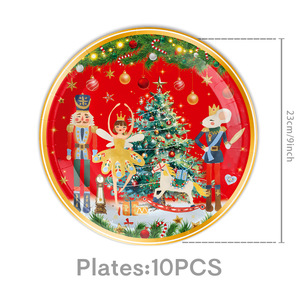 Ensemble de vaisselle de fête de Noël Casse-Noisette, assiettes de 9, 7 et 6,5 pouces, gobelets, serviettes, couverts dorés, fournitures de décoration de vacances - Product Image 3
