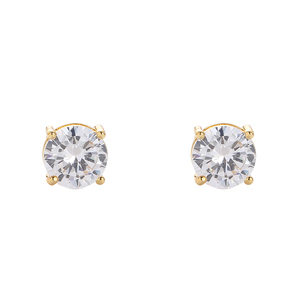 E071 8mm Round Stud Earrings Brass <strong>CZ</strong> Female Earrings Fashion Jewelry for Women Bling Bling - Product Image 2