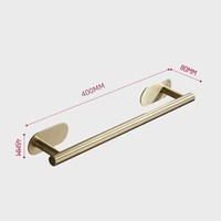 Porte-serviettes en acier inoxydable brossé or mat noir argenté pour salle de bain, barre adhésive sans dommage 40 cm