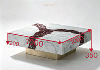 Table basse en dalle de roche imperméable et résistante aux rayures, avec support métallique stable, table à thé moderne pour appartement et villa