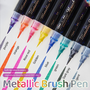 <span class=keywords><strong>Pennarelli</strong></span> Metallici a Doppia Punta con Glitter, 8 Colori, per Calligrafia e <span class=keywords><strong>Lettering</strong></span> Fai-da-Te - Product Image 1