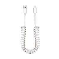 Câble de charge et de données USB Type-C vers Type-C flexible en spirale à ressort, 1m, 1.8m, 40g, 3A, charge rapide pour voiture, téléphone et ordinateur