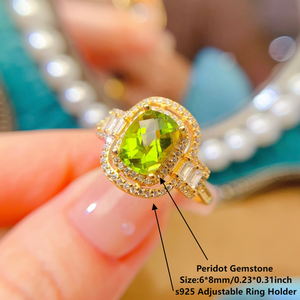 Hot bán S925 Peridot Vòng 6*8 mét Chất lượng cao màu sắc tuyệt vời thích hợp thiết kế pha lê đá quý nhẫn trang sức phụ nữ cưới ban nhạc Quà Tặng - Product Image 2