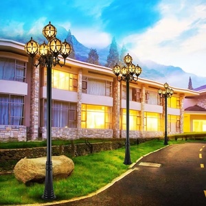 Đèn đường năng lượng mặt trời <span class=keywords><strong>LED</strong></span> hiện đại, chống thấm nước, kiểu dáng cổ điển châu Âu, trang trí sân vườn, cột đèn chiếu sáng đường phố - Product Image 3