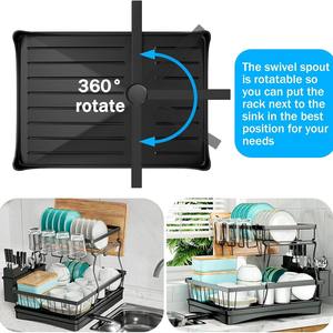 Rack à vaisselle en acier inoxydable double couche <span class=keywords><strong>pour</strong></span> verres à vin Baguettes Couteau Fourchette en boîte Rack de <span class=keywords><strong>cuisine</strong></span> Drain <span class=keywords><strong>pour</strong></span> assiettes collantes - Product Image 2