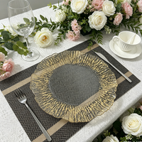 Assiettes rondes en plastique de 13 pouces avec bordure dorée, réutilisables, décoration de table pour les événements de mariage