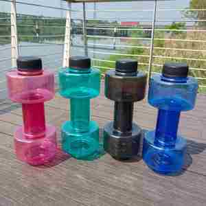 Manufacturer Direct Supply Print Logo Cross-Border <b>Dumbbell</b> Water Cup Fitness Sports Plastic Cup PET Creative <b>Dumbbell</b> Bottle - Product Image 4