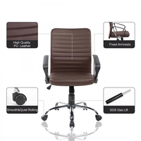 Chaise de bureau de direction moderne en PU, réglable en hauteur, avec dossier haut et roulettes