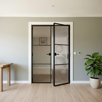 Porte battante intérieure pour placard, garde-manger, buanderie, look esthétique, portes françaises, durable, faible entretien, double vitrage transparent