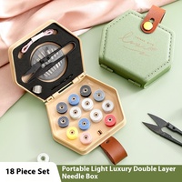 Boîte de rangement de couture double couche portable de luxe pour la maison 18 pièces Kit de couture multifonctionnel Sac de couture léger 18 pièces pour travaux d'aiguille