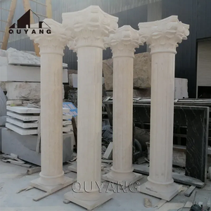 QUYANG, decoración de construcción al aire libre, piedra Natural Beige, Pilar romano griego, diseño de mármol, columna corintia para casa - Product Image 6