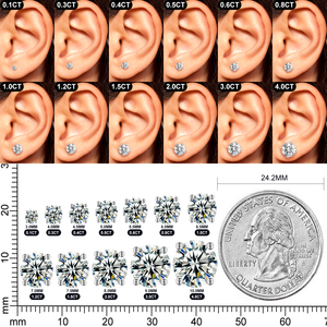 ต่างหูแบบติดหูทรงคลาสสิก 925 เงินสเตอร์ลิง ประดับเพชรโมอิสซาไนต์ VVS คุณภาพสูง ขนาด 6.5 มม. 1 กะรัต สำหรับผู้หญิง ผลิตในสหรัฐอเมริกา - Product Image 4