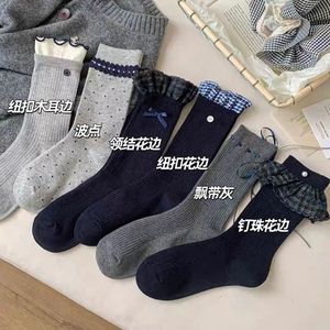 Women's Plaid Lace Mid Calf <b>Socks</b> Elegant Breathable Warmth Youth Style Ballet <b>Socks</b> - Product Image 2