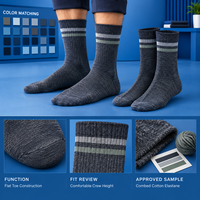 Chaussettes pour hommes en coton et élasthanne, confortables, à bout plat, en coton, coupe ras du cou, couleur anthracite et sauge, tricot côtelé, talon et bout renforcés, tailles graduées