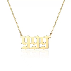 Wholesale Custom High Quality Number 111 222 333 444 555 666 777 888 999 Stainless Steel Angel Number <b>Necklace</b> - Product Image 1