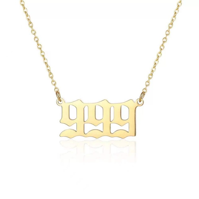 Wholesale Custom High Quality Number 111 222 333 444 555 666 777 888 999 Stainless Steel Angel Number Necklace
