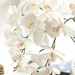 <span class=keywords><strong>Flores</strong></span> Artificiales de Phalaenopsis de Alta Calidad con Tacto Real, 9 Cabezas, <span class=keywords><strong>Flores</strong></span> Grandes de Orquídea, Hojas y Tallos para Decoración del Hogar y Bodas - Product Image 3