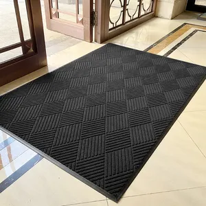 Alfombrilla de puerta de goma lavable a máquina Alfombrilla de piso de entrada Patrón de gofres Felpudo de 90*150cm