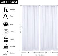 Panneau de draperie en mousseline transparente pour toile de fond de mariage, rideau en tissu mousseline de 10 pieds pour décoration de mariage, arche et drapage de fond