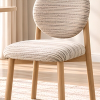 Chaise de salle à manger rembourrée à dossier rond avec tissu texturé, pieds aspect bois, assise rembourrée pour cuisine, restaurant, vente en gros, OEM, ODM
