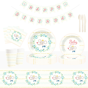 Juego de vajilla desechable para fiesta de baby shower DAMAI, platos de papel con diseño floral para suministros de cumpleaños, para 8 personas - Product Image 1
